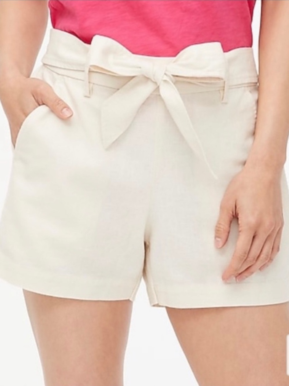 J. Crew Factory Cream Tie-Waist High-Rise Shorts